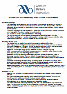 Recommended Consumer Message Points on Denial of Service Attacks