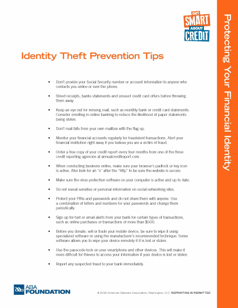 Identity Theft Prevention tips